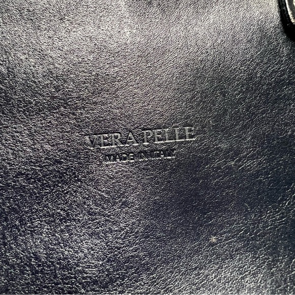 VERA PELLE Navy Blue Small Medium Leather CrossBody Bag Purse Silver Hardware - Picture 8 of 15